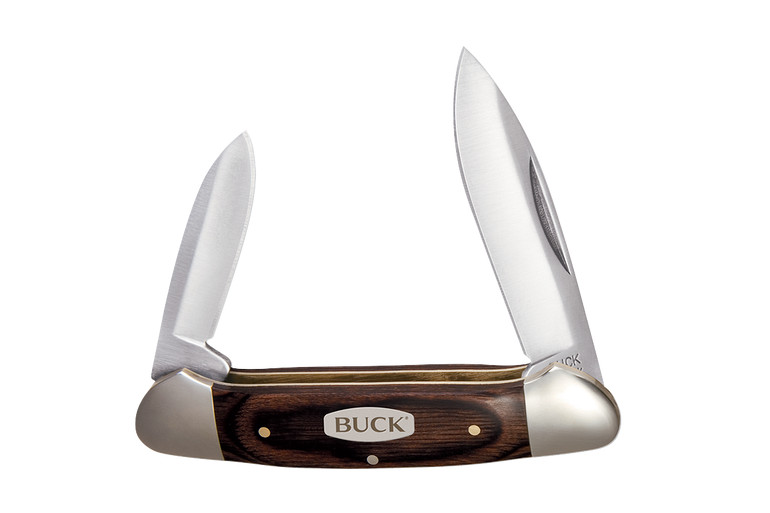 Buck Canoe Slipjoint Folding Knife, 420J2 Steel, Wood Handle, BU0389BRS
