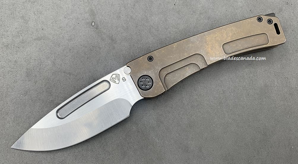 (Discontinued) Medford Marauder-H Framelock Folding Knife, CPM 3V Tumble, Titanium Bronze Ano