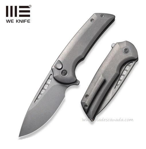 (Pre-Purchase) WE Knife Ferrum Forge Mini Malice Flipper Folding Knife, CPM 20CV Grey SW, Titanium Grey, WE054BL-2