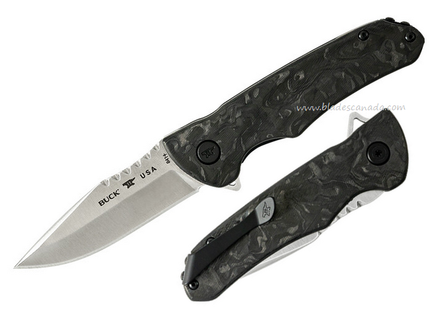 Buck Sprint Pro Flipper Folding Knife, S45VN Satin, Carbon Fiber, BU0841CFS2