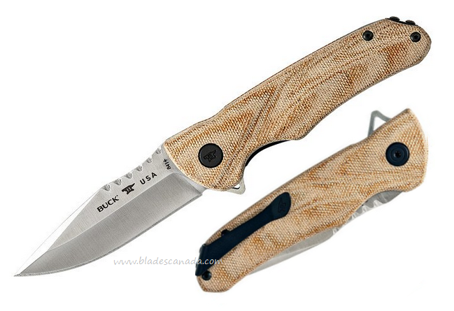 Buck Sprint Pro Flipper Folding Knife, S30V Satin, Micarta Tan, BU0841TNS