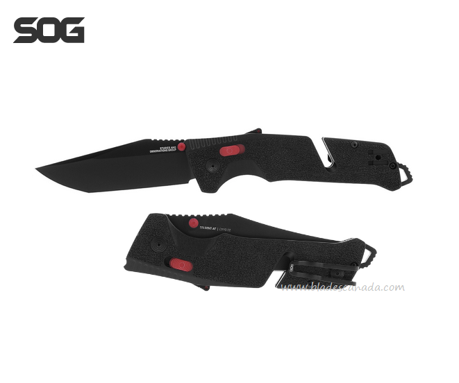 SOG Trident AT Folding Knife, Assisted Opening, D2 Black, GRN Black, 11-12-04-41