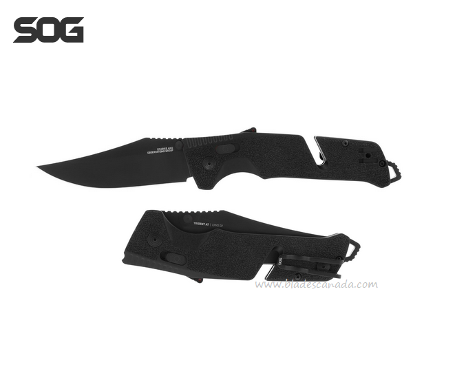 SOG Trident AT Folding Knife, Assisted Opening, D2 Blackout, GRN Black, 11-12-05-41