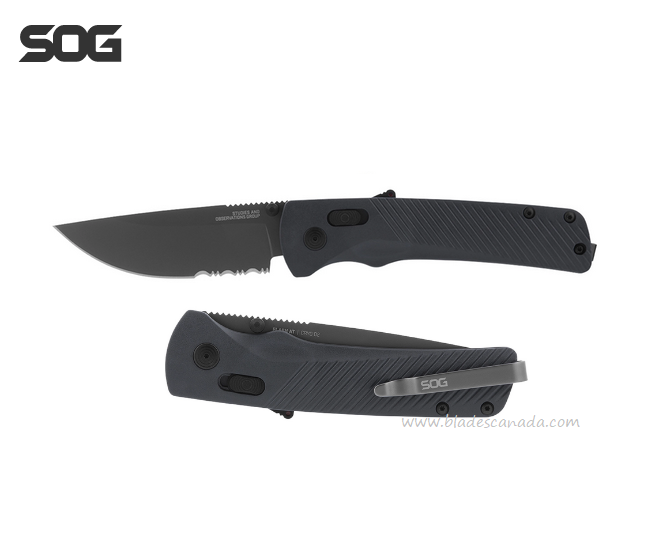 SOG Flash AT Folding Knife, D2 Serrated, GRN Urban Grey, 11-18-06-41