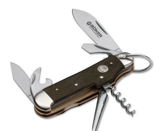 Boker Germany Camp Slipjoint Folding Knife, 4034 Steel, Smoked Oak, 110183 - Click Image to Close