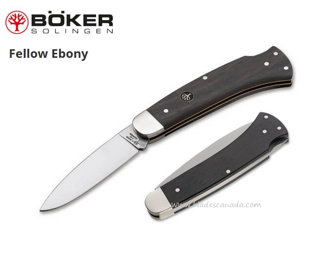 Boker Germany Fellow Ebony Folding Knife, C75 Steel, Wood Handle, B-111050
