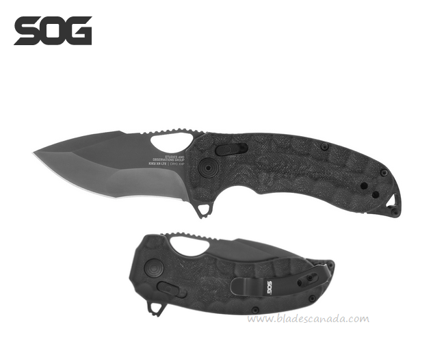 SOG Kiku XR LTE Flipper Folding Knife, CTS XHP Black, Micarta Blackout, 12-27-04-57