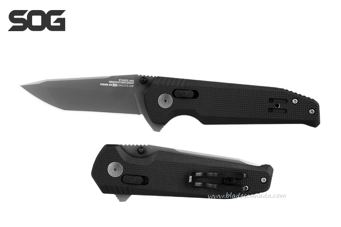 SOG Vision XR LTE Flipper Folding Knife, CTS XHP, G10 Black, 12-57-07-57