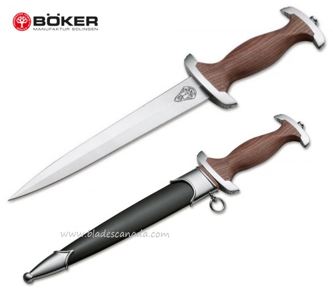 Boker Germany Swiss Dagger Fixed Blade Knife, Cherry Wood, B-121550