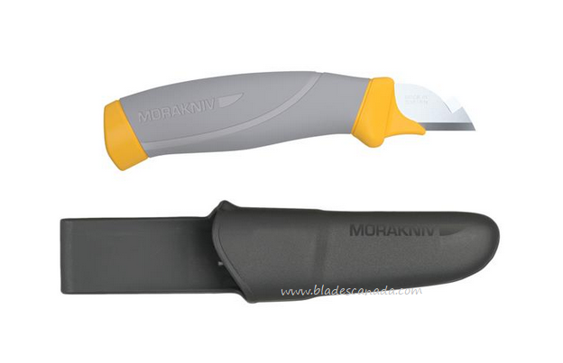 Morakniv Electrician Fixed Blade Knife, Cable Stripping Tool, Stainless Steel, Grey/Yellow, 12201