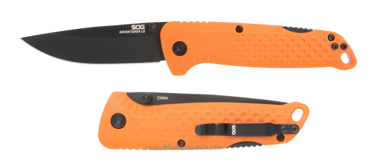 SOG Adventurer Folding Knife, Black Blade, GRN Blaze Orange, 13-11-02-43