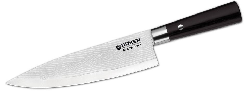Boker Germany Kitchen I Chef's Knife , 8.25" Damascus Blade, Wood Handle, B-130421DAM