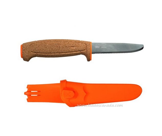Morakniv Floating Fixed Blade Knife, Stainless Serrated, Cork Handle, 13131