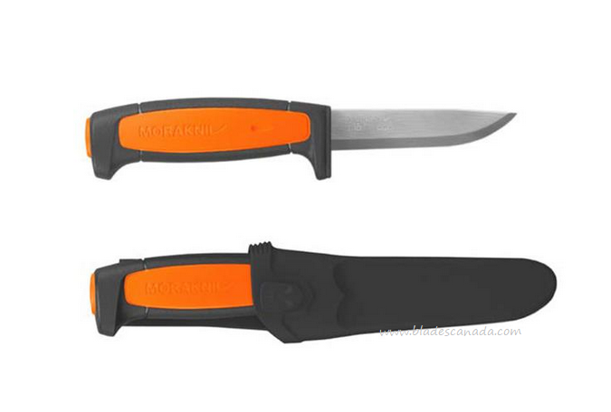 Morakniv Basic 546 Fixed Blade Knife, Stainless Blade, Black/Orange, 13246