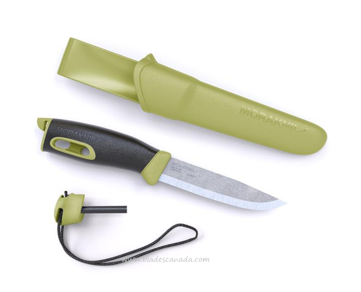 Morakniv Companion Spark Fixed Blade Knife, Stainless, Green, 13570