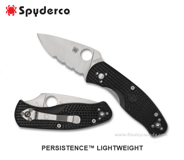 Spyderco Persistence Lightweight Folding Knife, Partially Serrated Blade, FRN Black, C136PSBK