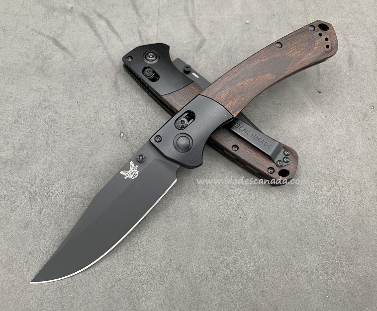 Benchmade Crooked River Folding Knife, S90V, Wood Handle, BM15080CU30