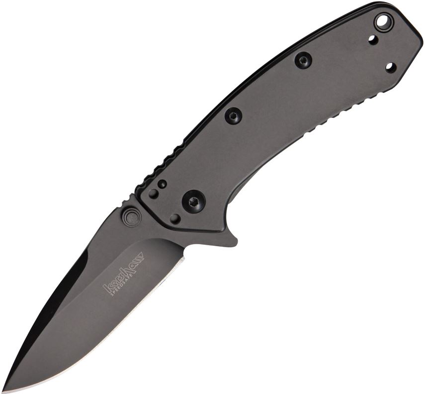 Kershaw Cryo Flipper Framelock Knife, Assisted Opening, Stainless Black Handle, K1555BLK