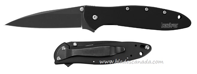 Kershaw Leek Flipper Framelock Knife, Assisted Opening, 14C28N Sandvik, Stainless Black, K1660CKT