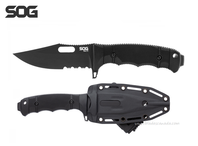 SOG Seal FX Fixed Blade Knife, CPM S35VN Partially Serrated, GRN Black, 17-21-01-57