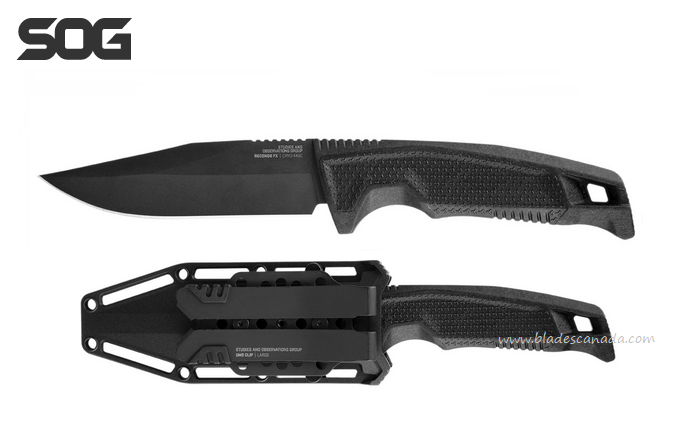 SOG Recondo FX Fixed Blade Knife, 440C Black, Black Handle, 17-22-01-57