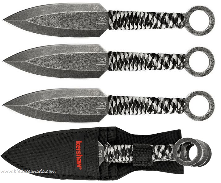 Kershaw Ion Three Pack Throwing Knives, Nylon Sheath, K1747BW
