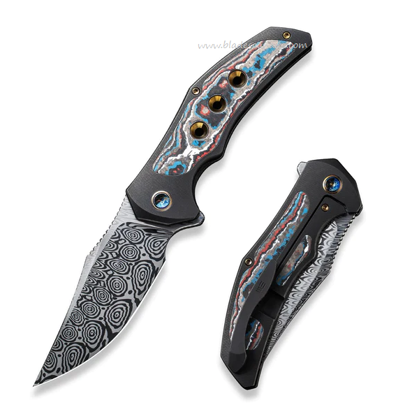 WE Knife Magnetron Flipper Framelock Knife, Damasteel, Titanium/Carbon Fiber, 18058-DS1