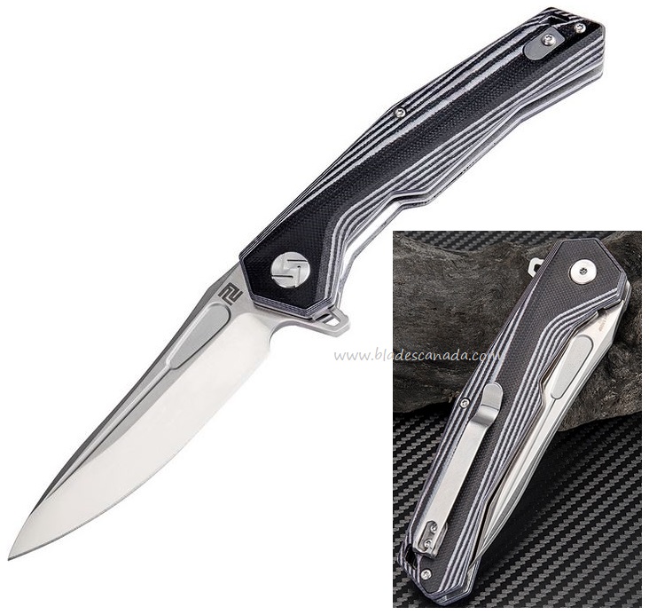 Artisan Cutlery Zumwalt Flipper Folding Knife, D2, G10 Black/White, 1808PBGC