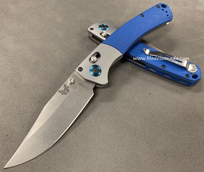 Benchmade Crooked River Folding Knife, S90V, G10 Blue, 15080CU11