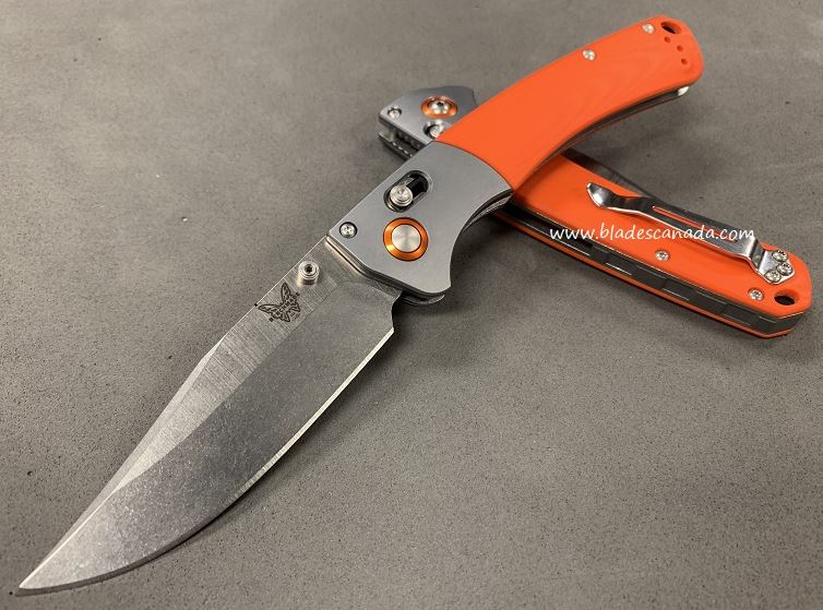 Benchmade Crooked River Folding Knife, 20CV, G10 Orange, BM15080CU13