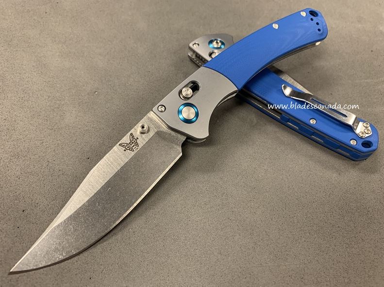 Benchmade Crooked River Folding Knife, 20CV, G10 Blue, 15080CU9