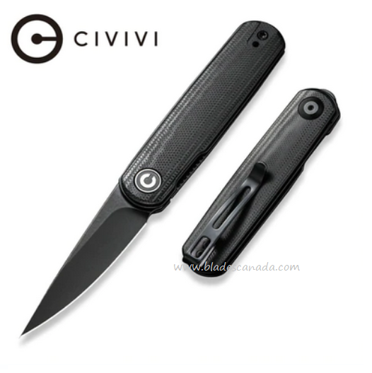 CIVIVI Lumi Flipper Folding Knife, 14C28N Sandvik SW, G10 Black, 20024-4