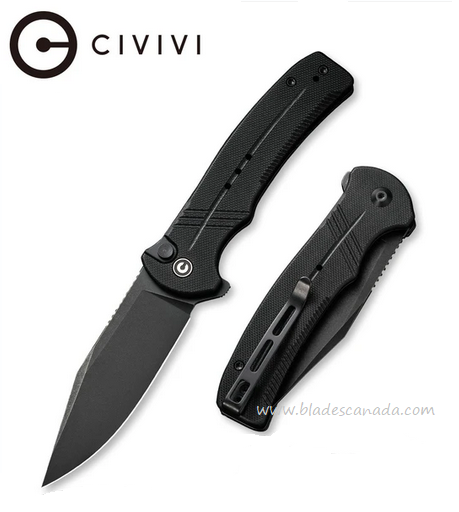 Civivi Cogent Flipper Folding Knife, 14C28N Sandvik, G10 Black, C20038D-1