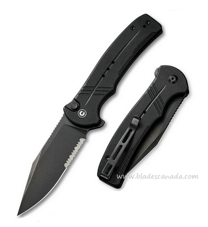 CIVIVI Cogent Flipper Folding Knife, 14C28N Sandvik, G10 Black, 20038E-1