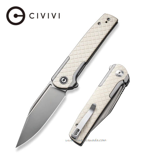 CIVIVI Cachet Flipper Framelock Knife, 14C28N, Steel/G10 Ivory, 20041B-2