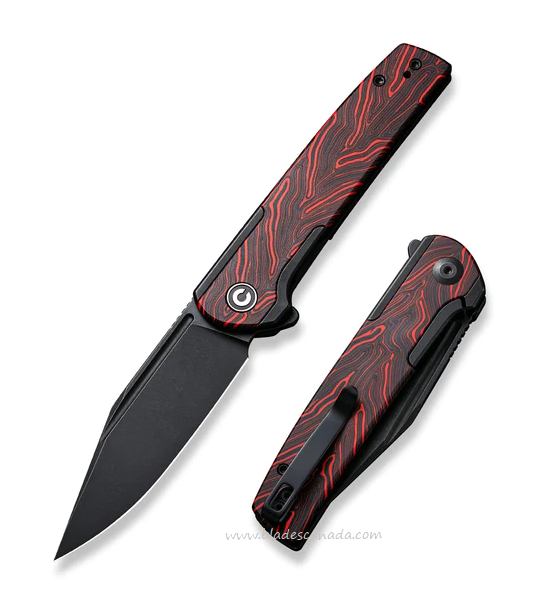 CIVIVI Cachet Flipper Framelock Knife, 14C28N Black SW, Steel/G10 Black/Red, 20041C-1