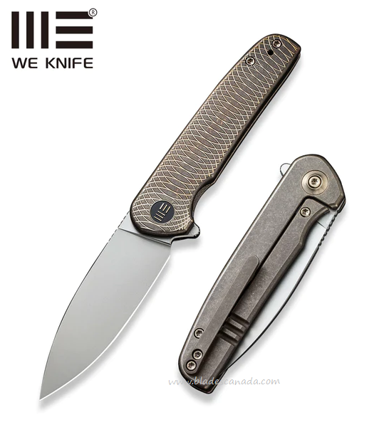 WE Knife Shakan Flipper Framelock Knife, CPM 20CV, Titanium Bronze, 20052C-2