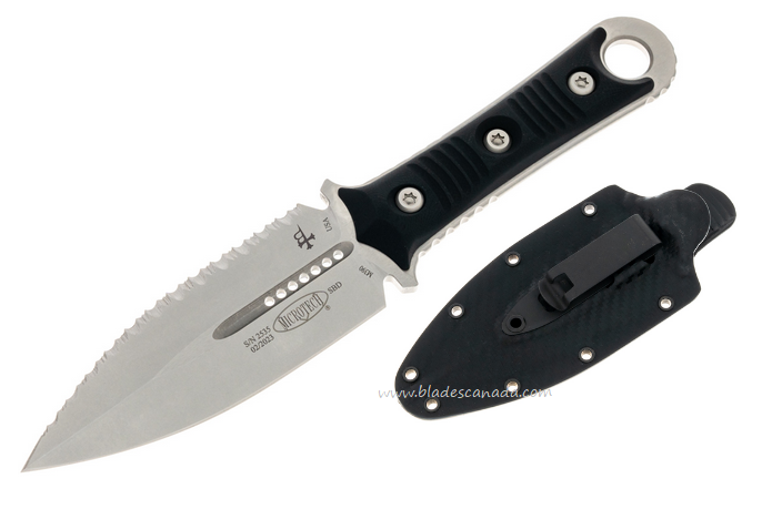 Microtech SBD Fixed Blade Knife, M390 SW Serrated, G10 Black, 201-12