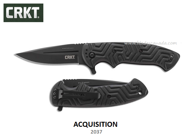 CRKT Acquisition Flipper Folding Knife, GRN Black, CRKT2037
