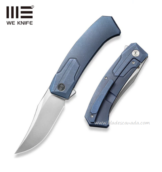 (Pre-Purchase) WE Knife Shuddan Flipper Framelock Knife, CPM 20CV Satin, Titanium Blue, WE21015-2