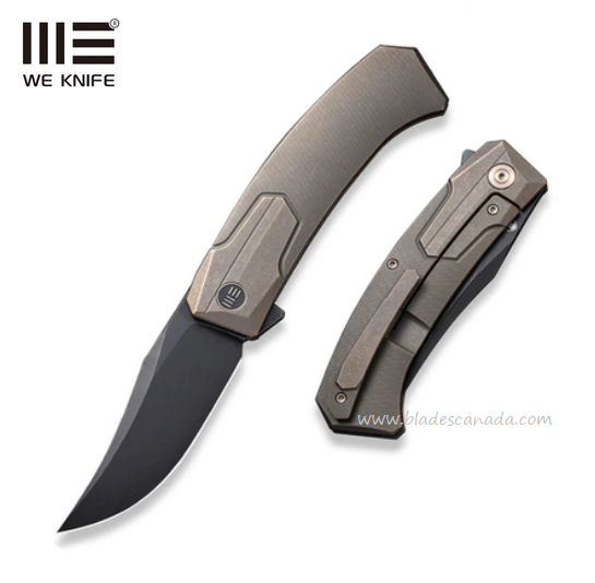 (Pre-Purchase) WE Knife Shuddan Flipper Framelock Knife, CPM 20CV Black SW, Titanium Bronze, WE21015-3