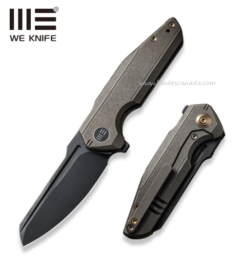 WE Knife StarHawk Flipper Framelock Knife, CPM 20CV Black, TItanium Bronze, 21017-2