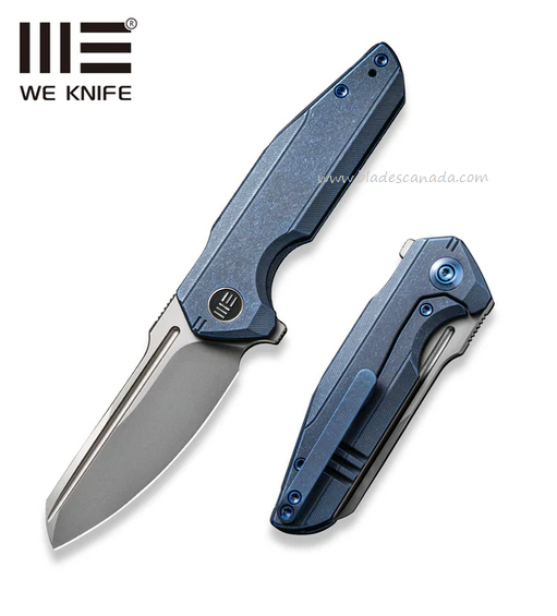 WE Knife StarHawk Flipper Framelock Knife, CPM 20CV, Titanium Blue, 21017-4