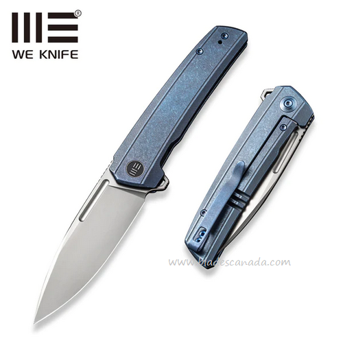 WE Knife Speedster Flipper Framelock Knife, CPM 20CV, Titanium Blue, 21021B-3