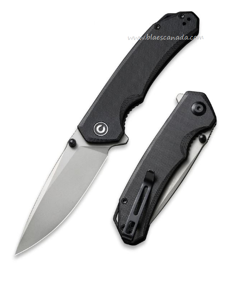 CIVIVI Brazen Flipper Folding Knife, 14C28N, G10 Black, 2102C - Click Image to Close
