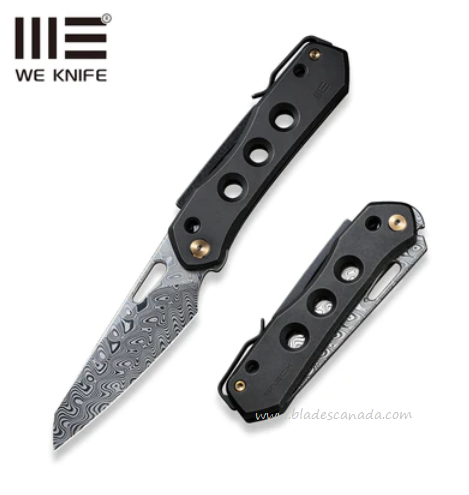 WE Knife Vision R Folding Knife, Damasteel, Titanium Black, 21031-DS1