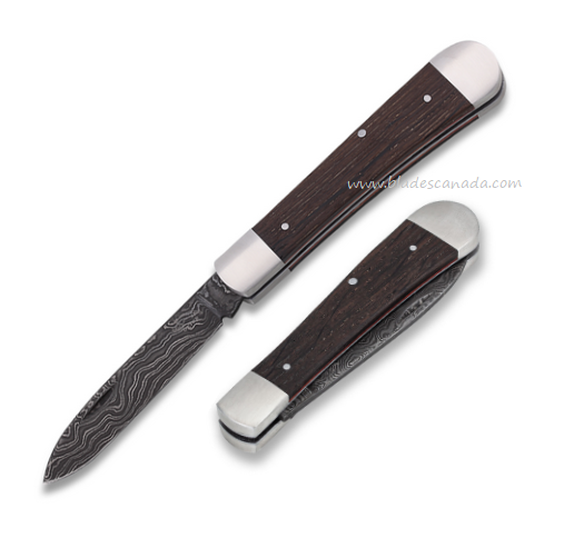Otter-Messer Levin Slipjoint Folding Knife, Damascus, Smoaked Oak, 268DRAU
