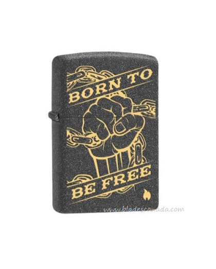 Zippo Iron Stone Born to Be Free Lighter, 29687