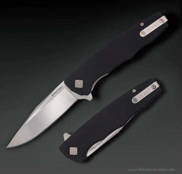 Ocaso The Strategy Flipper Folding Knife, D2 Satin, G10 Black, 29BGD