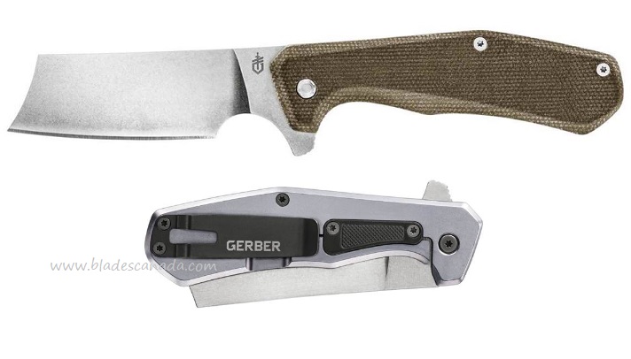 Gerber Asada Flipper Framelock Knife, D2, Micarta Green, G1812